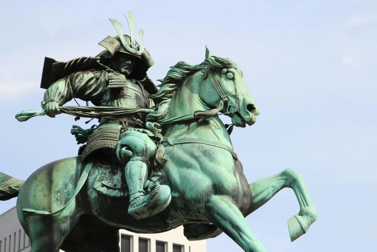 Samurai op een paard, gerelateerd aan de Bushido-wijsheden in de blog